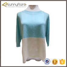 Custom pure cashmere ladies fashion korean sweater with two colors